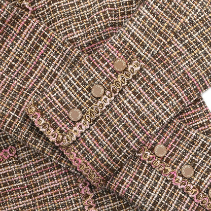Chanel Single Breasted Jacket Brown #38