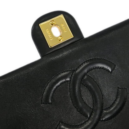 Chanel 1989-1991 Black Lambskin Classic Square Flap Shoulder Bag