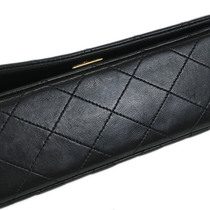 Chanel 1989-1991 Black Lambskin Turnlock Mini Full Flap Shoulder Bag