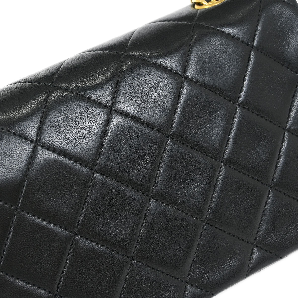 Chanel 1989-1991 Black Lambskin Turnlock Mini Full Flap Shoulder Bag