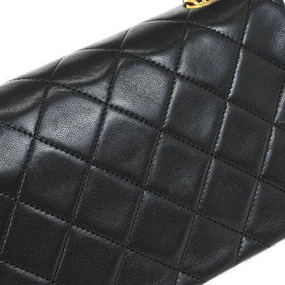 Chanel 1989-1991 Black Lambskin Turnlock Mini Full Flap Shoulder Bag
