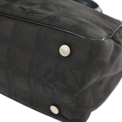 Chanel 2005-2006 Brown Jacquard Nylon New Travel Line Tote Handbag