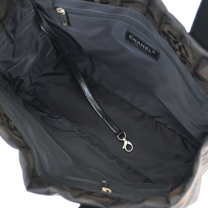 Chanel 2005-2006 Brown Jacquard Nylon New Travel Line Tote Handbag