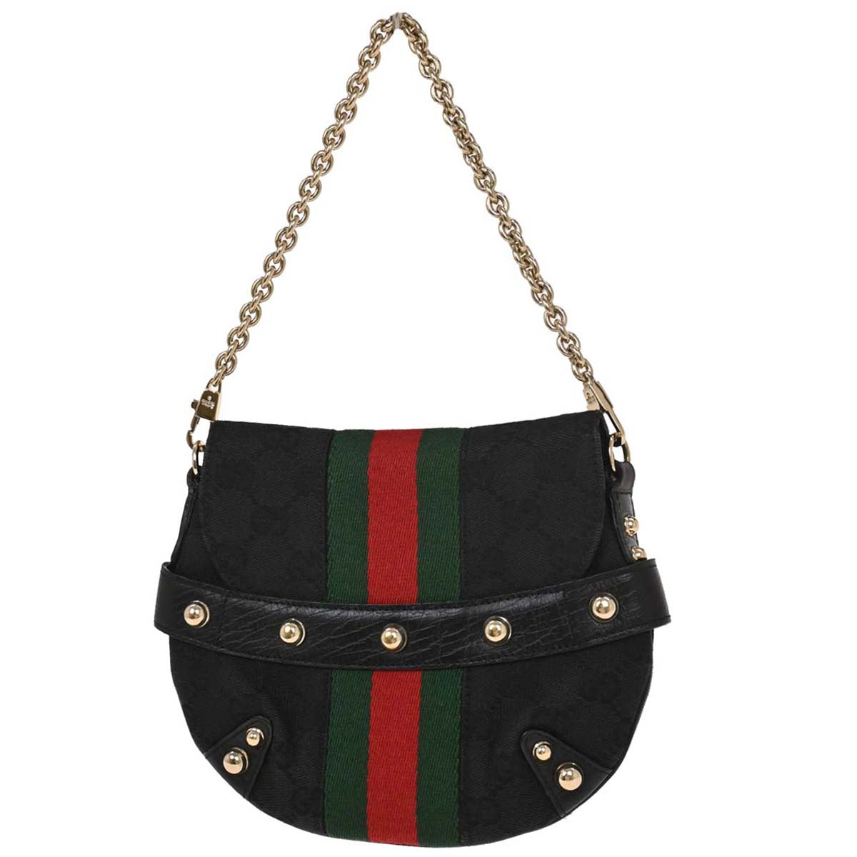 Gucci Black Canvas GG Horsebit Handbag