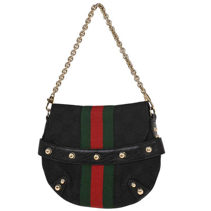 Gucci Black Canvas GG Horsebit Handbag