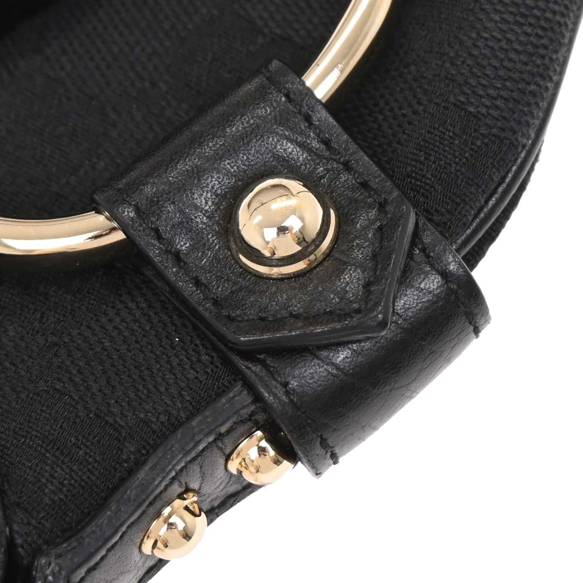 Gucci Black Canvas GG Horsebit Handbag
