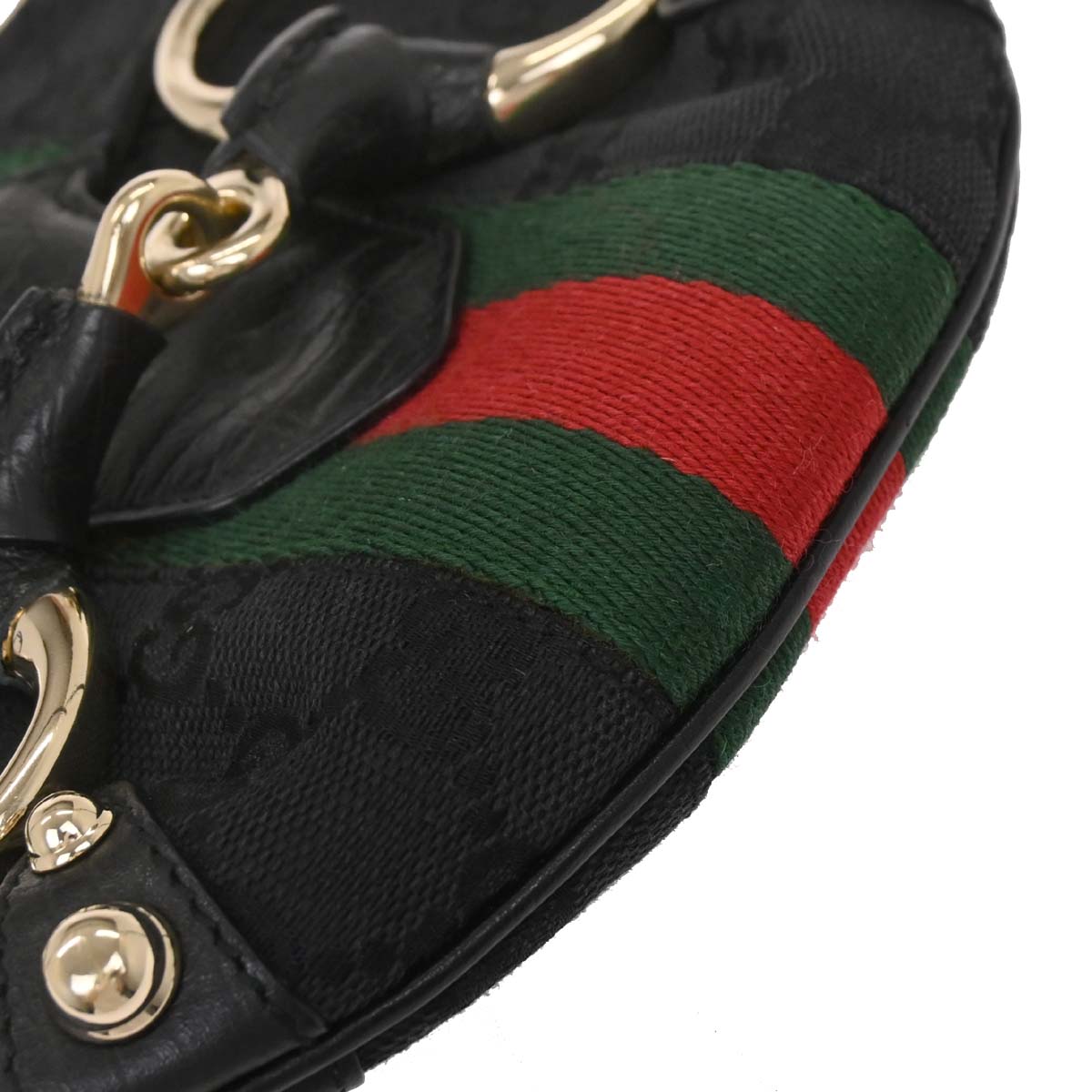 Gucci Black Canvas GG Horsebit Handbag