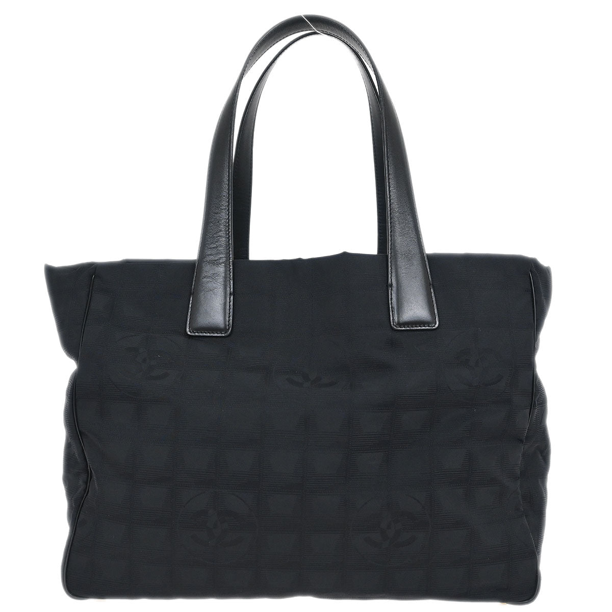 Chanel 2003-2004 Black Jacquard Nylon Travel Line Tote Handbag