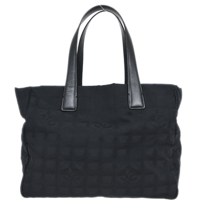 Chanel 2003-2004 Black Jacquard Nylon Travel Line Tote Handbag