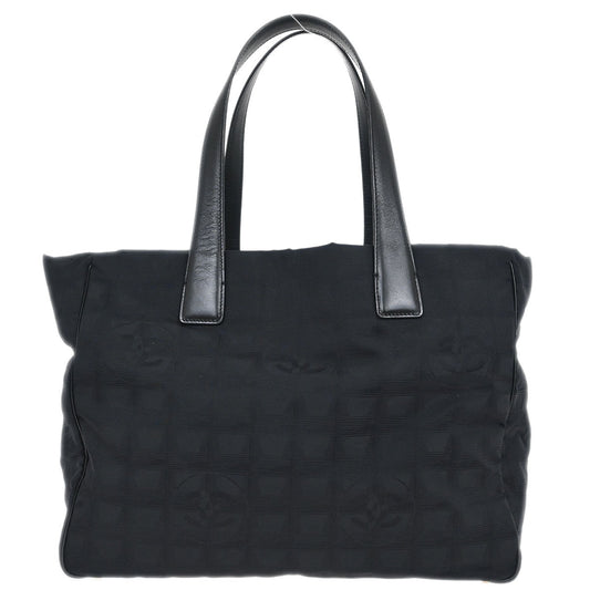 Chanel 2003-2004 Black Jacquard Nylon Travel Line Tote Handbag