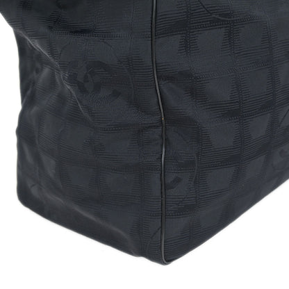 Chanel 2003-2004 Black Jacquard Nylon Travel Line Tote Handbag