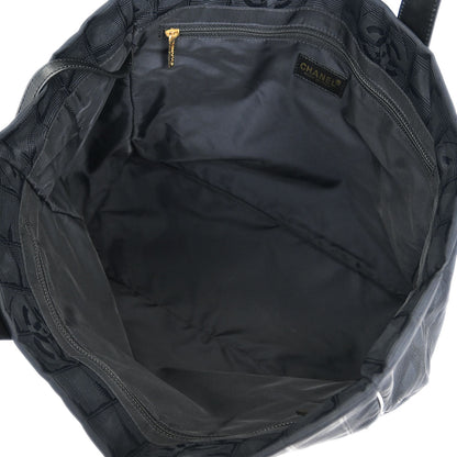 Chanel 2003-2004 Black Jacquard Nylon Travel Line Tote Handbag