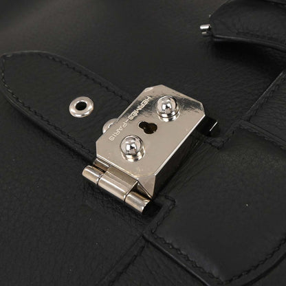 Hermes Black Taurillon Clemence Sac a Depeches DPLG Handbag