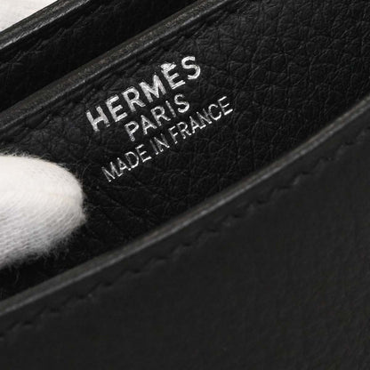 Hermes Black Taurillon Clemence Sac a Depeches DPLG Handbag