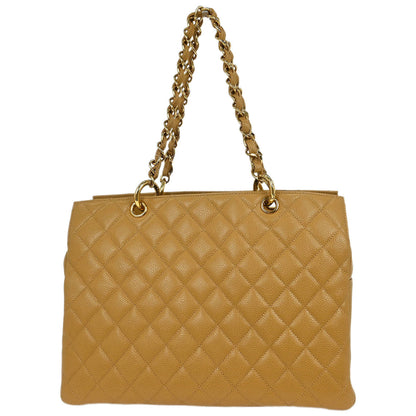 Chanel 2002-2003 Beige Caviar Tote Chain Handbag