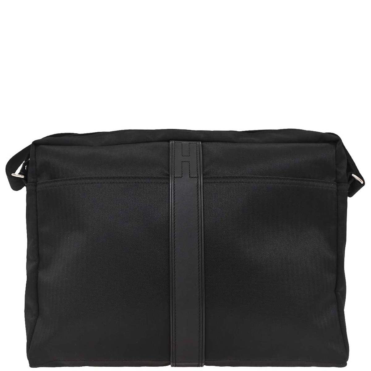Hermes Black Toile Chevrons Acapulco Besace MM Shoulder Bag