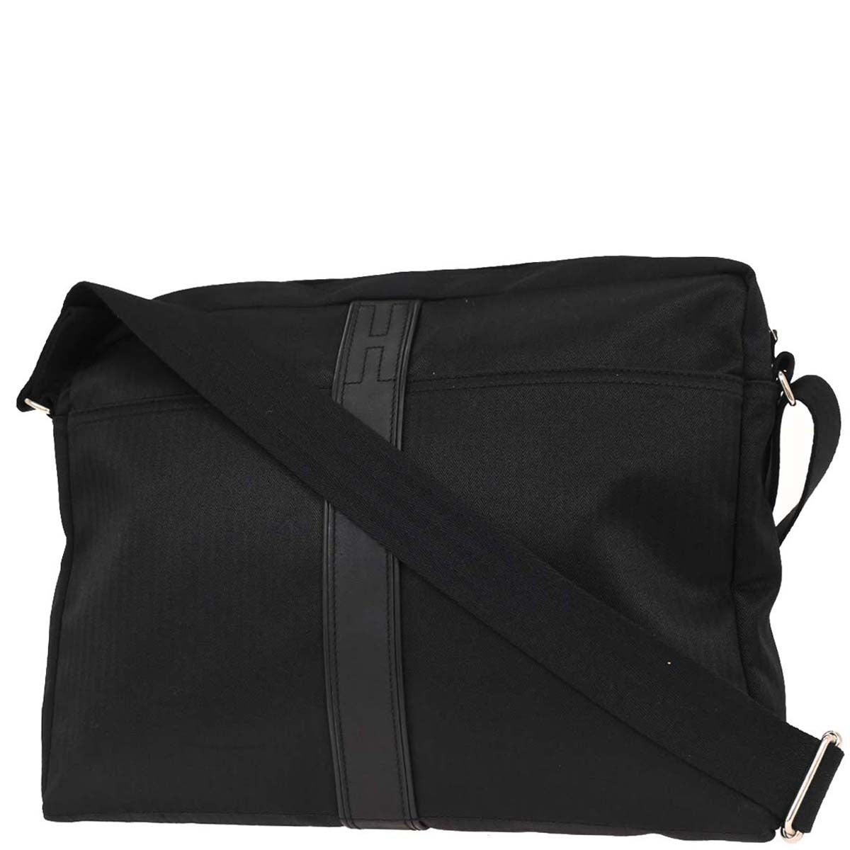 Hermes Black Toile Chevrons Acapulco Besace MM Shoulder Bag