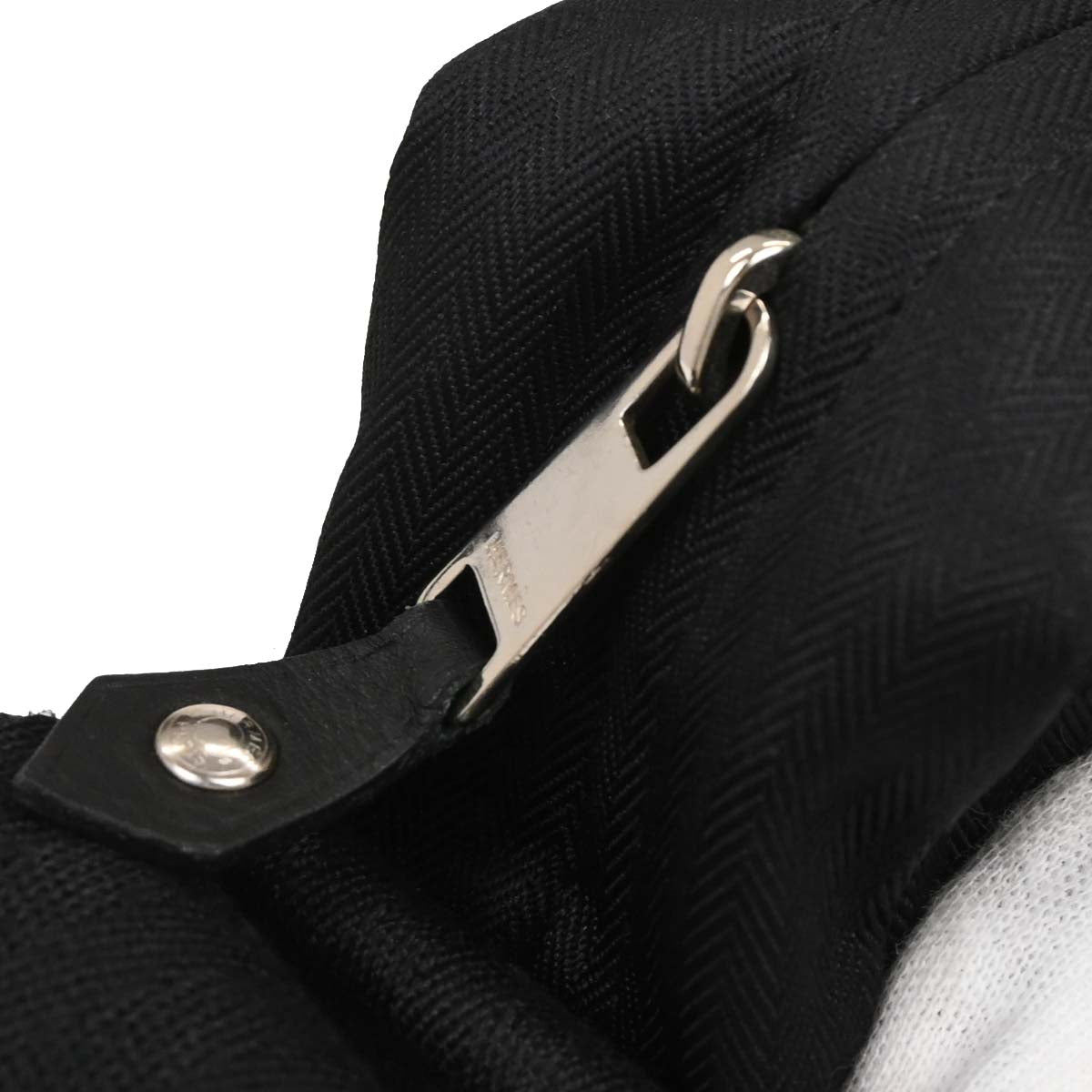 Hermes Black Toile Chevrons Acapulco Besace MM Shoulder Bag