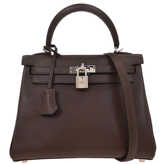 Hermes Chocolat Epsom Kelly 25 Retourne 2way Shoulder Handbag