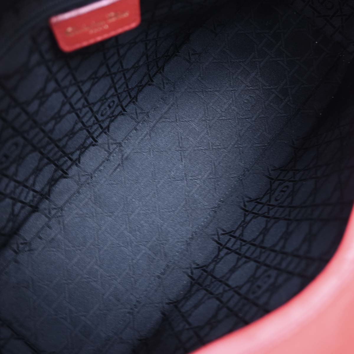 Christian Dior Red Lambskin Large Lady Dior 2way Shoulder Handbag