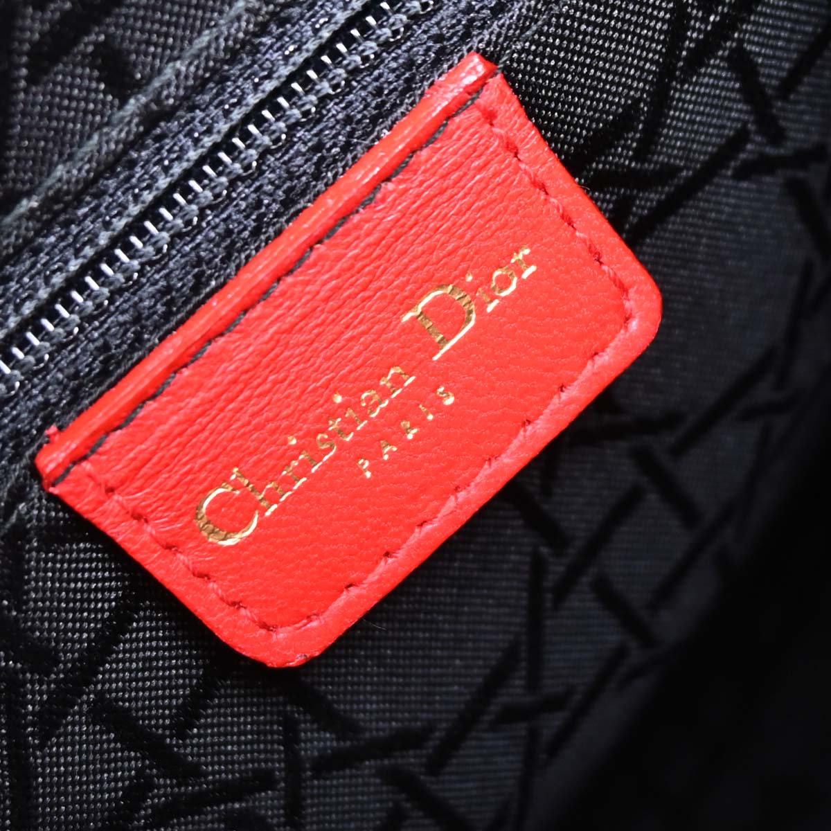 Christian Dior Red Lambskin Large Lady Dior 2way Shoulder Handbag