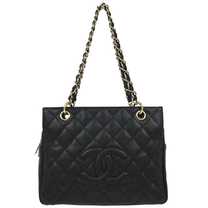 Chanel 2003-2004 Black Caviar Petite Timeless Tote PTT Chain Handbag