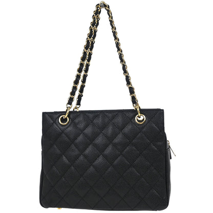 Chanel 2003-2004 Black Caviar Petite Timeless Tote PTT Chain Handbag