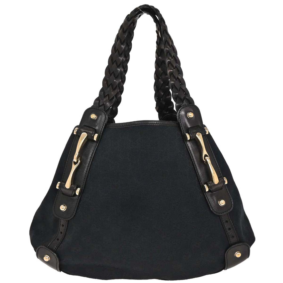 Gucci Black Canvas GG Horsebit Handbag