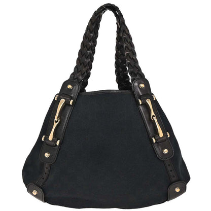 Gucci Black Canvas GG Horsebit Handbag