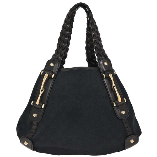 Gucci Black Canvas GG Horsebit Handbag