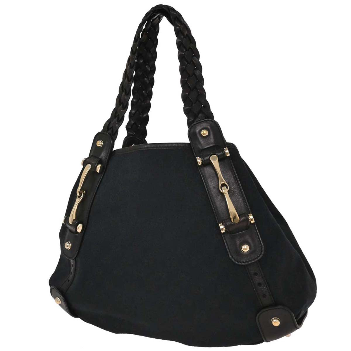 Gucci Black Canvas GG Horsebit Handbag