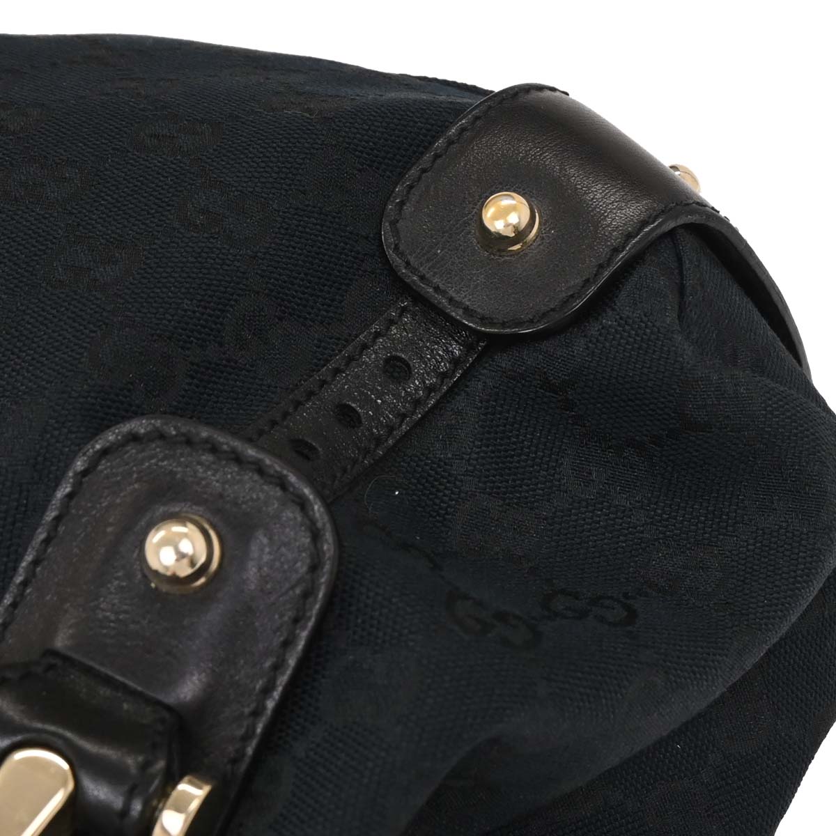 Gucci Black Canvas GG Horsebit Handbag