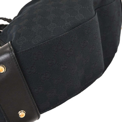 Gucci Black Canvas GG Horsebit Handbag