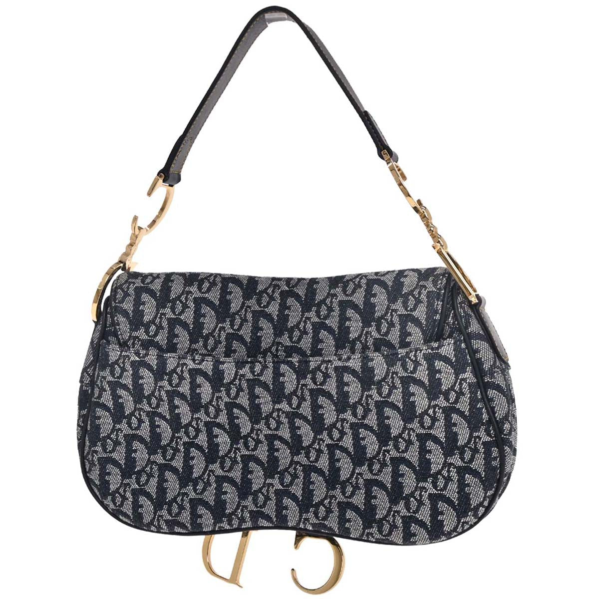 Christian Dior 2002 Navy Trotter Double Saddle Handbag