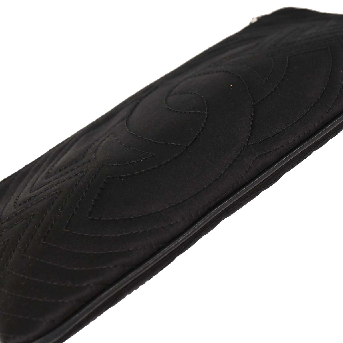 Chanel 2004-2005 Black Satin Camellia Charm Chain Handbag