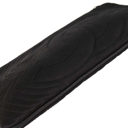 Chanel 2004-2005 Black Satin Camellia Charm Chain Handbag