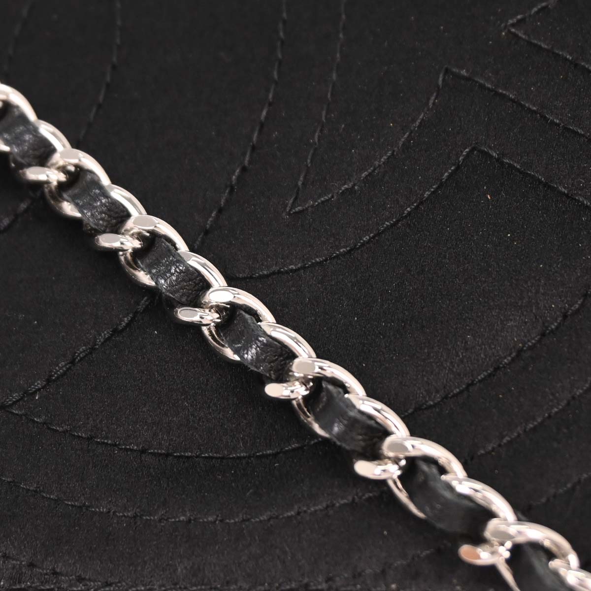 Chanel 2004-2005 Black Satin Camellia Charm Chain Handbag