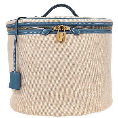 Hermes Blue Jean Toile H Taurillon Clemence Intercity Vanity Handbag