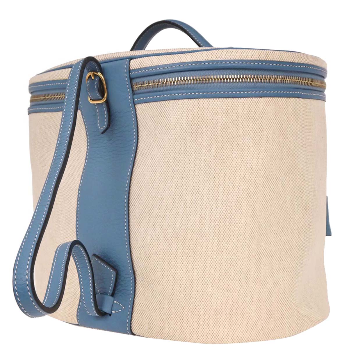 Hermes Blue Jean Toile H Taurillon Clemence Intercity Vanity Handbag