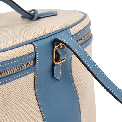 Hermes Blue Jean Toile H Taurillon Clemence Intercity Vanity Handbag