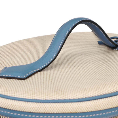 Hermes Blue Jean Toile H Taurillon Clemence Intercity Vanity Handbag