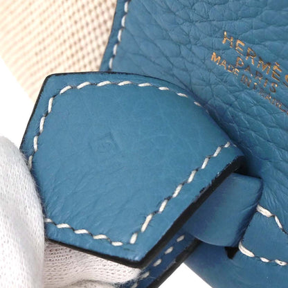 Hermes Blue Jean Toile H Taurillon Clemence Intercity Vanity Handbag