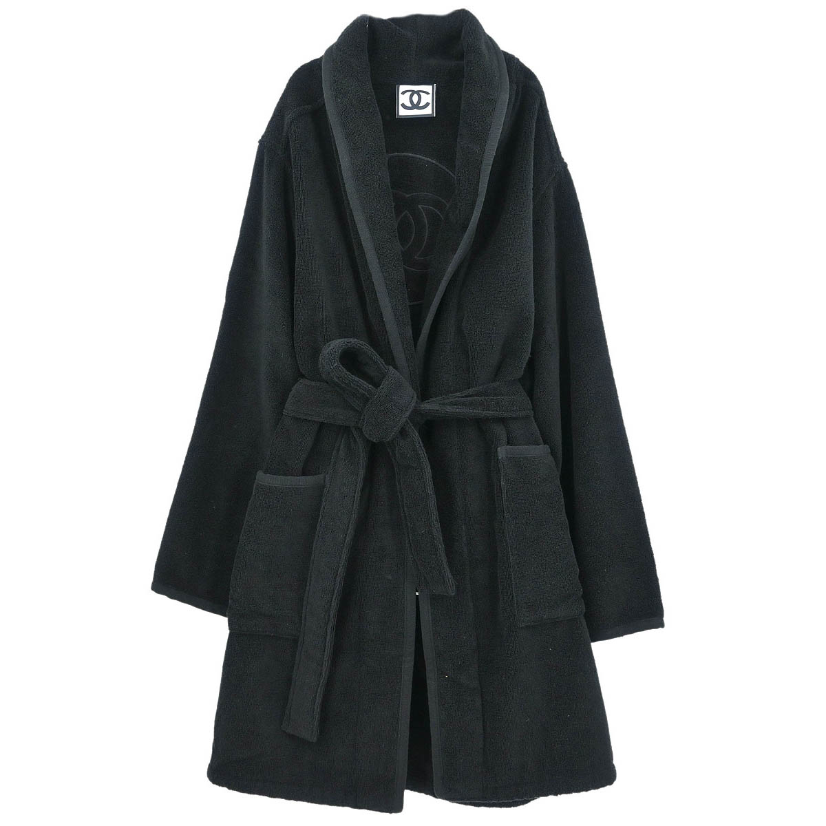 Chanel Belted Bathrobe Style Coat Gown Black #2