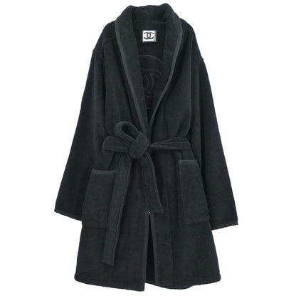 Chanel Belted Bathrobe Style Coat Gown Black #2