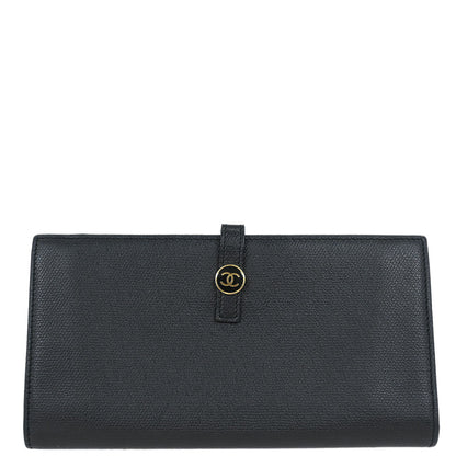 Chanel 2003-2004 Black Caviar Long Wallet Purse