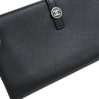 Chanel 2003-2004 Black Caviar Long Wallet Purse