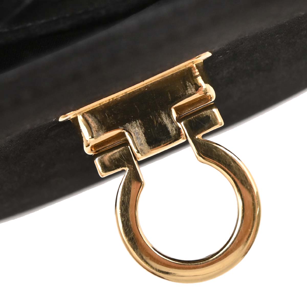 Salvatore Ferragamo Black Suede Gancini 2way Shoulder Handbag