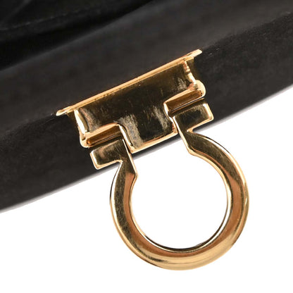 Salvatore Ferragamo Black Suede Gancini 2way Shoulder Handbag