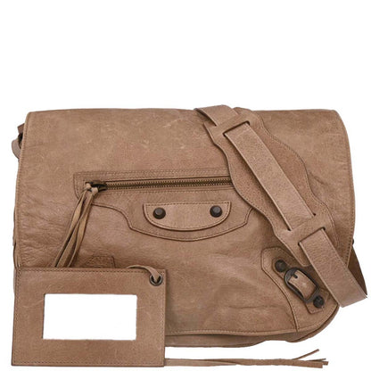 Balenciaga Beige Leather Folk Shoulder Bag