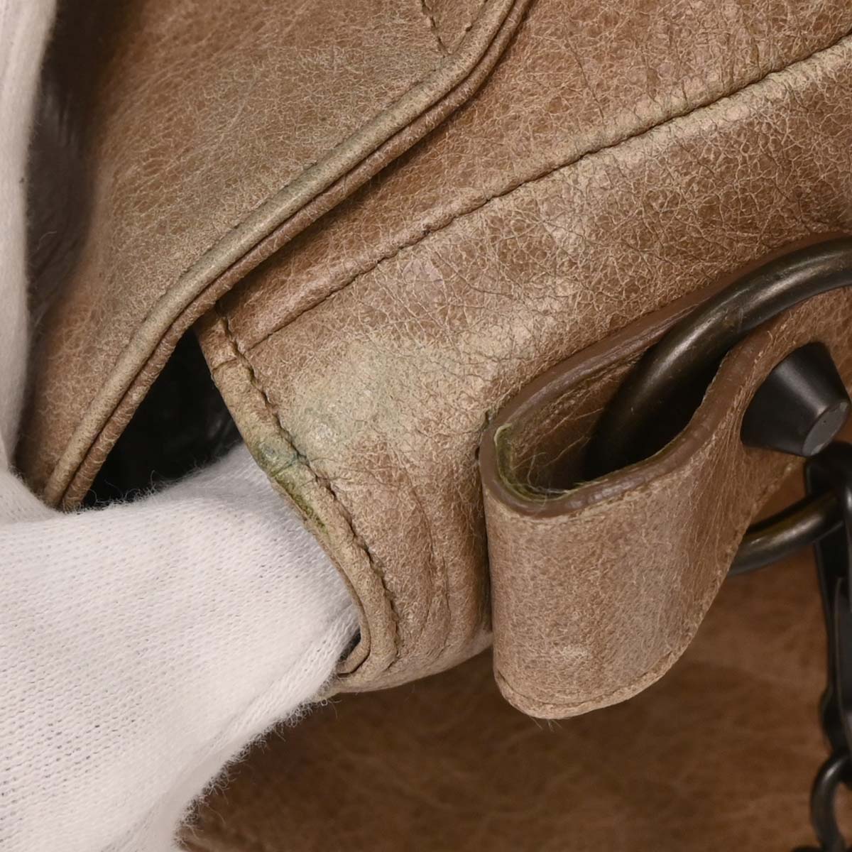 Balenciaga Beige Leather Folk Shoulder Bag